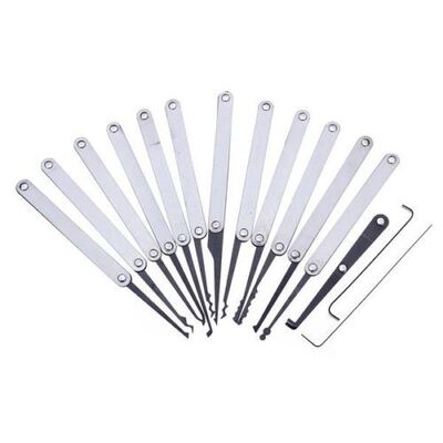 15 in 1 Stainless Steel Hook Lock Pick Set Locksmith Tool with Leather case
