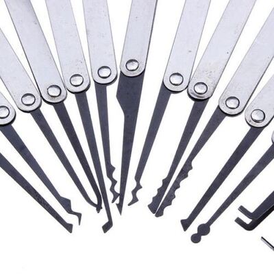 15 in 1 Stainless Steel Hook Lock Pick Set Locksmith Tool with Leather case