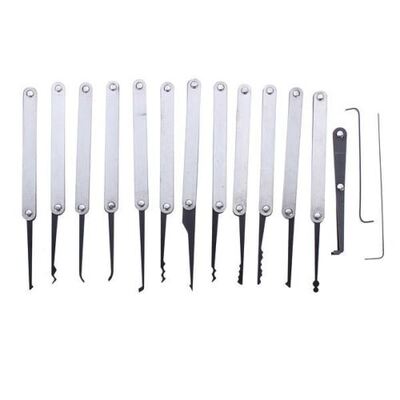 15 in 1 Stainless Steel Hook Lock Pick Set Locksmith Tool with Leather case