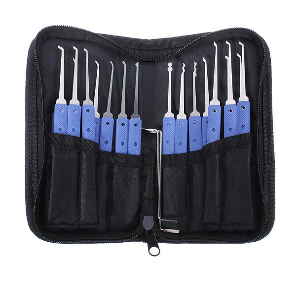 Blue Klom Lock Picks 18 Pieces Stainless Steel Lock Pick Set  Steel Lock Opener Locksmith Supplies Picks With Track Number